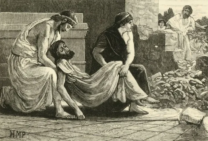 Framed Print : Death of Pausanias, 1890. Creator: Unknown Framed Print : Death of Pausanias, 1890. Creator: Unknown