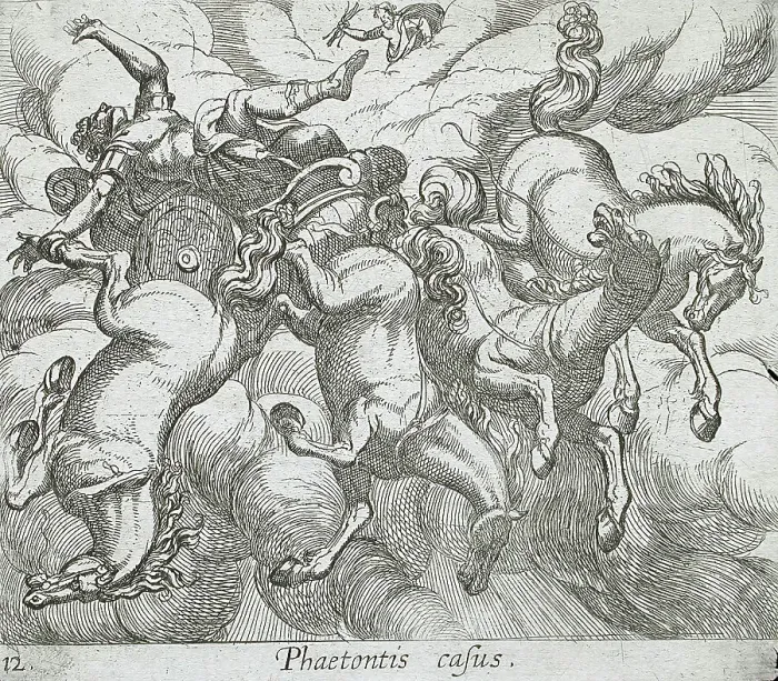 Framed Print : The Death of Phaeton, published 1606. Creators: Antonio Tempesta, Wilhelm Janson Framed Print : The Death of Phaeton, published 1606. Creators: Antonio Tempesta, Wilhelm Janson