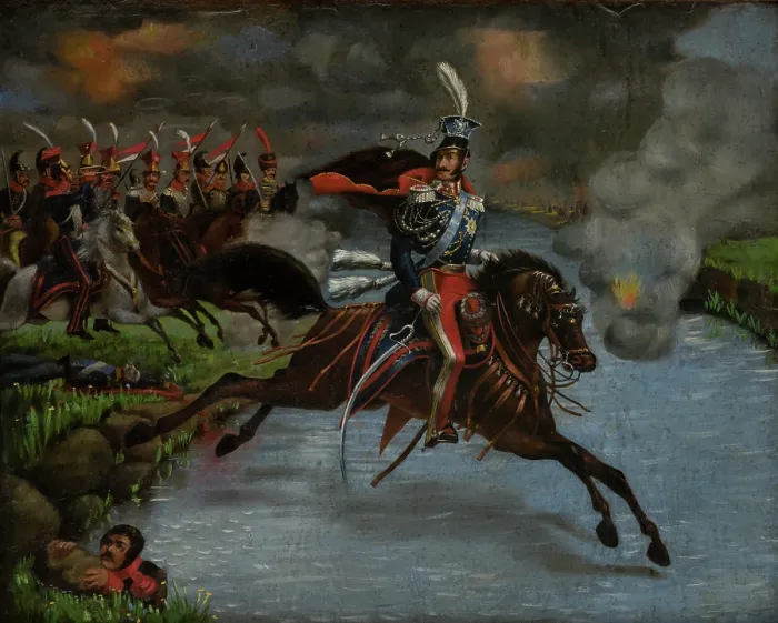 Framed Print : Death of Prince Jozef Poniatowski, 2nd quarter of 19th century. Creator: Unknown Framed Print : Death of Prince Jozef Poniatowski, 2nd quarter of 19th century. Creator: Unknown