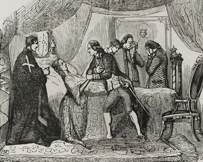 Framed Print : Death of the Princess of Asturias, May 21, 1806, (1851). Creator: Unknown Framed Print : Death of the Princess of Asturias, May 21, 1806, (1851). Creator: Unknown