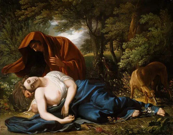 Framed Print : The Death of Procris, 1770, retouched 1803. Creator: Benjamin West Framed Print : The Death of Procris, 1770, retouched 1803. Creator: Benjamin West