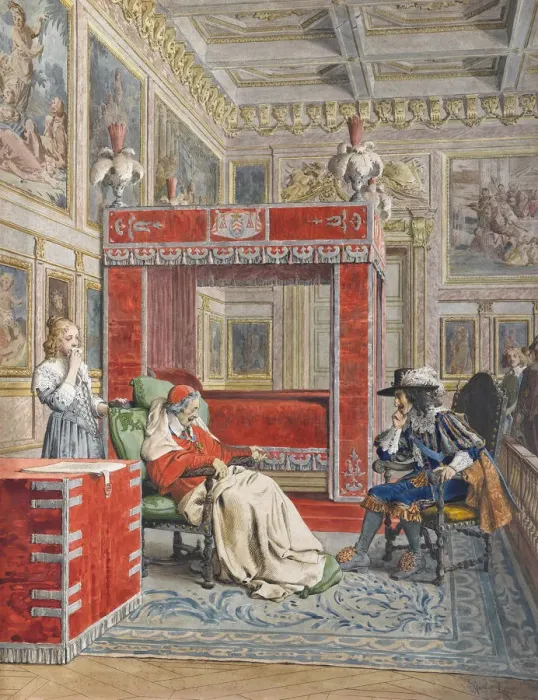 Framed Print : The Death of Richelieu, c. 1900. Creator: Leloir, Maurice (1853-1940) Framed Print : The Death of Richelieu, c. 1900. Creator: Leloir, Maurice (1853-1940)