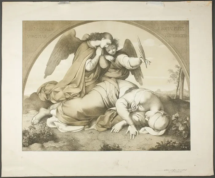 Framed Print : Death of Saint Cecilia, 1821. Creator: Johann Scheffer von Leonhardshoff Framed Print : Death of Saint Cecilia, 1821. Creator: Johann Scheffer von Leonhardshoff