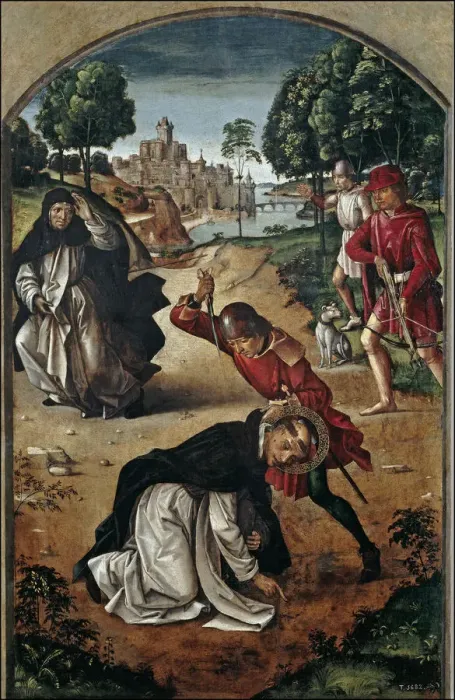 Framed Print : The Death of Saint Peter of Verona, 1493-1499. Artist: Berruguete, Pedro (1450-1503) Framed Print : The Death of Saint Peter of Verona, 1493-1499. Artist: Berruguete, Pedro (1450-1503)