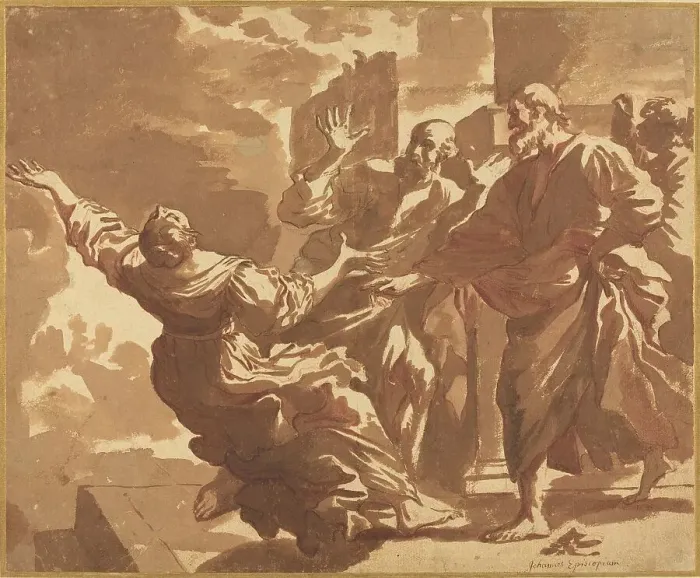 Framed Print : The Death of Sapphira. Creator: Jan de Bisschop Framed Print : The Death of Sapphira. Creator: Jan de Bisschop