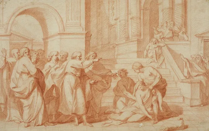 Framed Print : The Death of Sapphira. Creator: Unknown