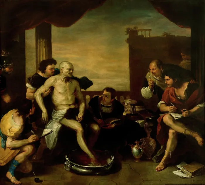 Framed Print : The death of Seneca, c1660. Creator: Giordano, Luca (1632-1705) Framed Print : The death of Seneca, c1660. Creator: Giordano, Luca (1632-1705)