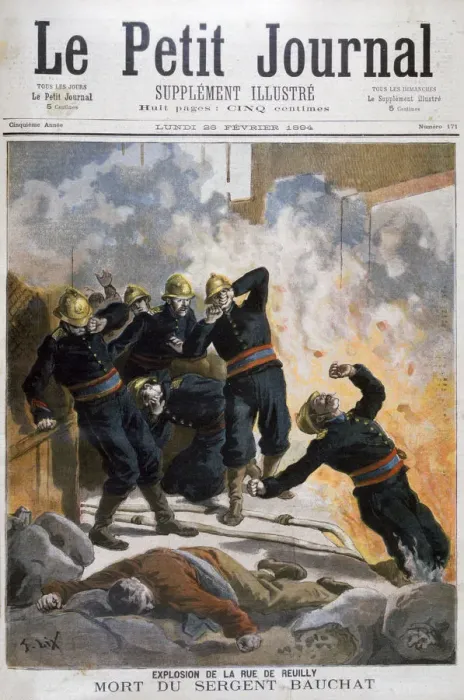 Framed Print : Death of Sergeant Bauchat, Rue de Reuilly, Paris, 1894. Artist: Frederic Lix Framed Print : Death of Sergeant Bauchat, Rue de Reuilly, Paris, 1894. Artist: Frederic Lix
