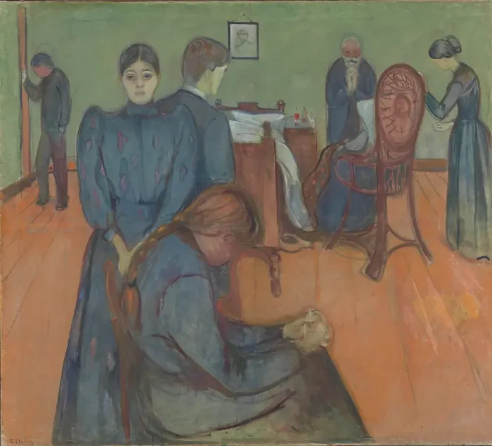 Framed Print : Death in the Sickroom, 1893. Creator: Edvard Munch Framed Print : Death in the Sickroom, 1893. Creator: Edvard Munch