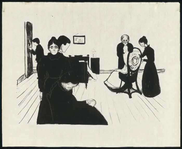 Framed Print : Death in the Sickroom, 1896. Creator: Edvard Munch Framed Print : Death in the Sickroom, 1896. Creator: Edvard Munch