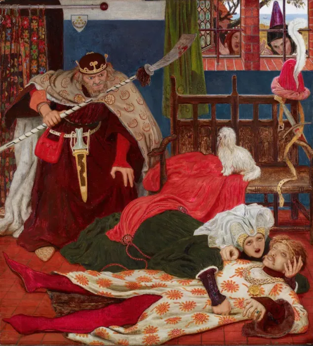 Framed Print : Death of Sir Tristram, c1864. Creator: Ford Madox Brown Framed Print : Death of Sir Tristram, c1864. Creator: Ford Madox Brown