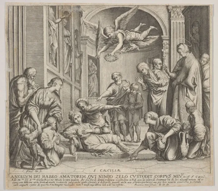 Framed Print : The death of St Cecilia, ca. 1640-60. Creator: Johann Friedrich Greuter Framed Print : The death of St Cecilia, ca. 1640-60. Creator: Johann Friedrich Greuter