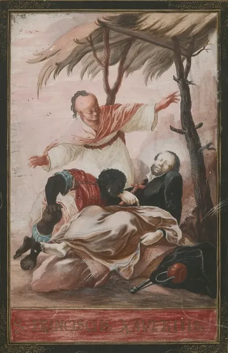 Framed Print : Death of St. Francis Xavier, 1700-1730. Creator: Unknown Framed Print : Death of St. Francis Xavier, 1700-1730. Creator: Unknown