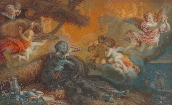 Framed Print : The Death of St. Francis Xavier, c. 1750. Creator: Veronica Stern Framed Print : The Death of St. Francis Xavier, c. 1750. Creator: Veronica Stern