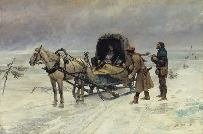 Framed Print : The Death of Sten Sture the Younger on the Ice of Lake Mälaren, 1880. Creator: Carl Gustaf Hellqvist Framed Print : The Death of Sten Sture the Younger on the Ice of Lake Mälaren, 1880. Creator: Carl Gustaf Hellqvist