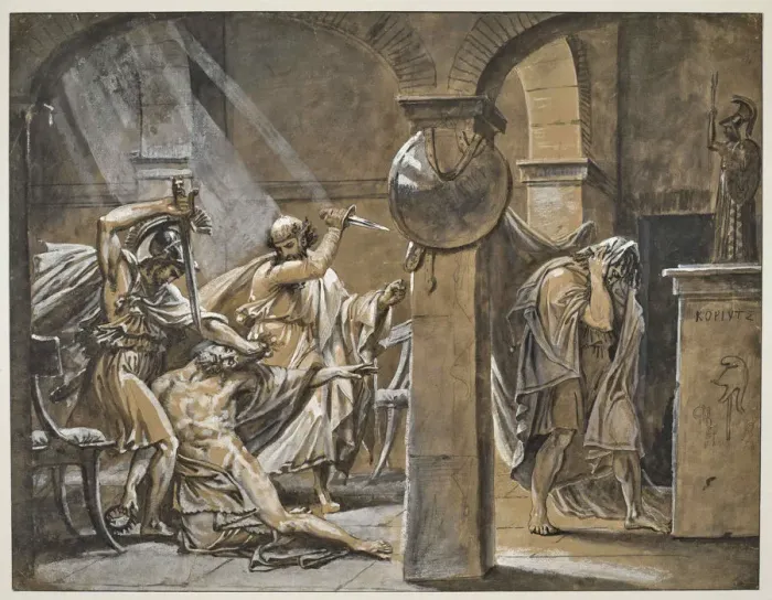 Framed Print : The Death of Timophanes, 1842. Creator: Gros, Antoine Jean, Baron (1771-1835) Framed Print : The Death of Timophanes, 1842. Creator: Gros, Antoine Jean, Baron (1771-1835)