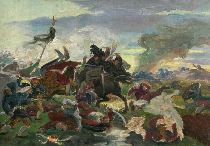 Framed Print : The Death of Tomory in the Battle of Mohacs, around 1895-1896. Creator: Jozef Hanula Framed Print : The Death of Tomory in the Battle of Mohacs, around 1895-1896. Creator: Jozef Hanula