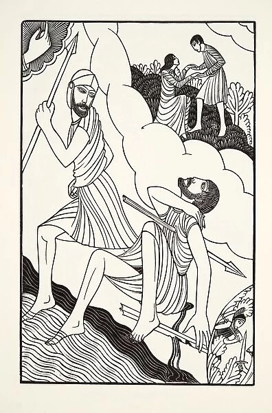 The Death of Troilus, 1927, (wood engraving)