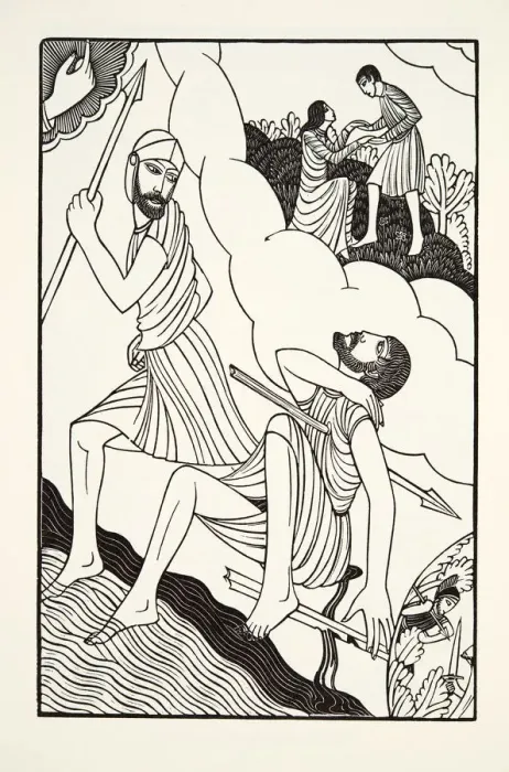 Framed Print : The Death of Troilus, 1927, (wood engraving)