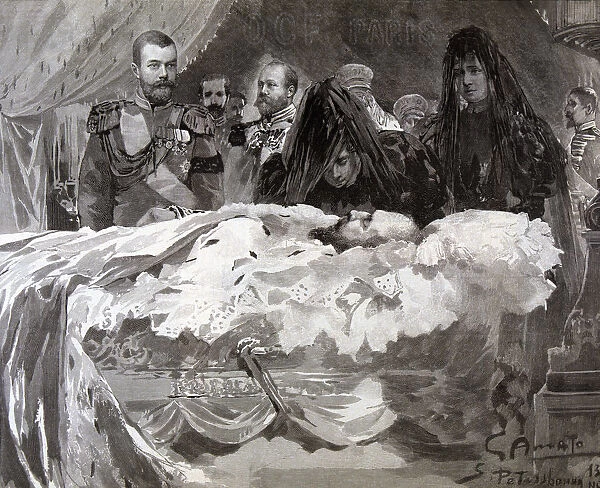 Death of Tsar Nicholas II, the Imperial family with his successor Alexander III, Tsar of Russia