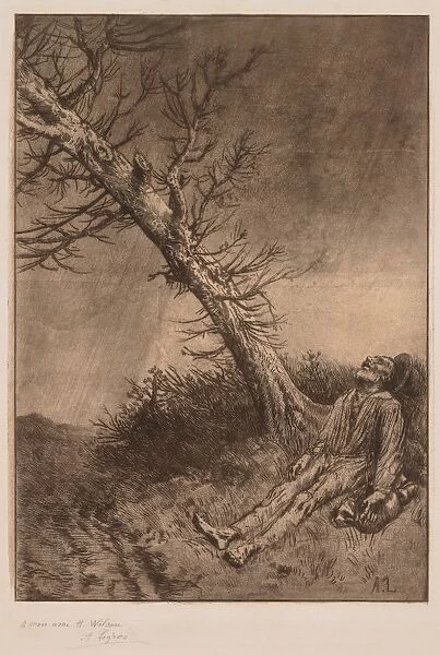 Death of a Vagabond, c. 1875. Creator: Alphonse Legros (French, 1837-1911)