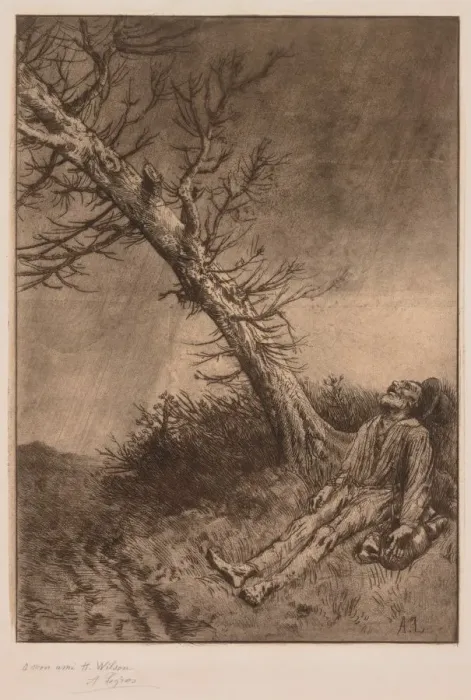Framed Print : Death of a Vagabond, c. 1875. Creator: Alphonse Legros (French, 1837-1911) Framed Print : Death of a Vagabond, c. 1875. Creator: Alphonse Legros (French, 1837-1911)