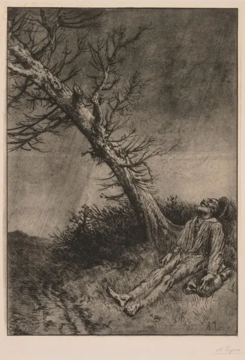 Framed Print : Death of the Vagabond. Creator: Alphonse Legros (French, 1837-1911) Framed Print : Death of the Vagabond. Creator: Alphonse Legros (French, 1837-1911)
