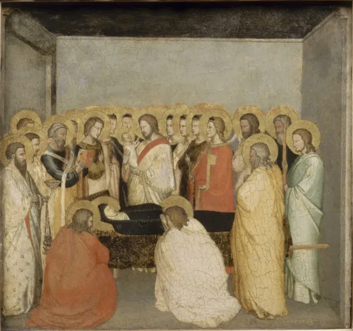 Framed Print : The Death of the Virgin, ca 1335. Artist: Maso di Banco (?-1348) Framed Print : The Death of the Virgin, ca 1335. Artist: Maso di Banco (?-1348)