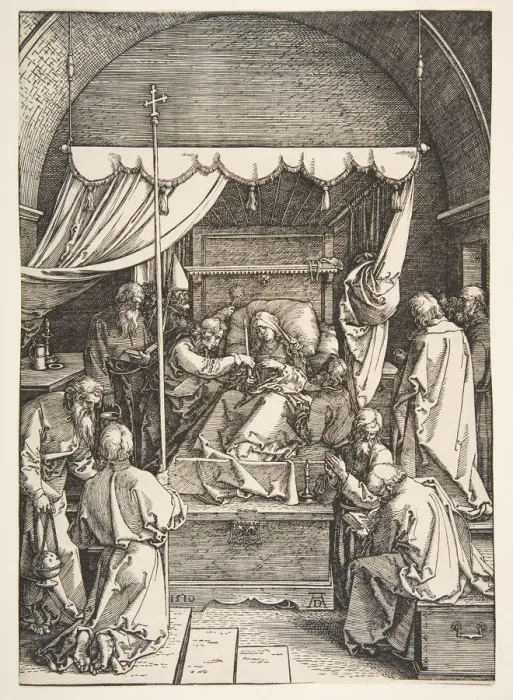 Framed Print : The Death of the Virgin, from the The Life of the Virgin, 1510. Creator: Albrecht Durer