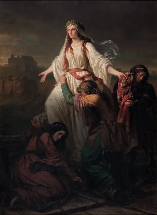 Framed Print : Death of Wanda, 1859. Creator: Maksymilian Piotrowski Framed Print : Death of Wanda, 1859. Creator: Maksymilian Piotrowski