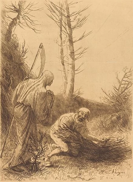 Death and the Woodcutter, 2nd plate (Le mort et le bucheron). Creator: Alphonse Legros