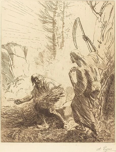 Death and the Woodcutter, 3rd plate (La mort et le bucheron). Creator: Alphonse Legros
