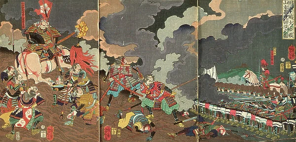 The Death of Yamamoto Dosan at the Great Battle of Kawanakajima, 1866. Creator: Tsukioka Yoshitoshi
