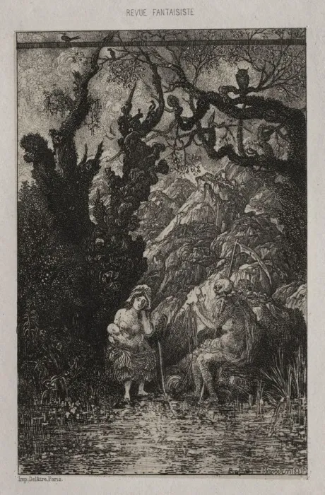 Framed Print : Death and the Young Mother, 1861. Creator: Rodolphe Bresdin (French, 1822-1885); Auguste Framed Print : Death and the Young Mother, 1861. Creator: Rodolphe Bresdin (French, 1822-1885); Auguste