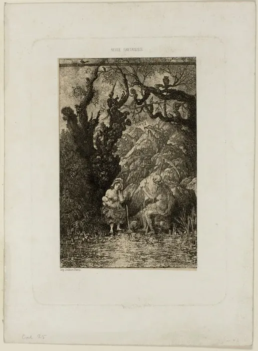 Framed Print : Death and the Young Mother, from Revue Fantaisiste, 1861. Creator: Rodolphe Bresdin Framed Print : Death and the Young Mother, from Revue Fantaisiste, 1861. Creator: Rodolphe Bresdin