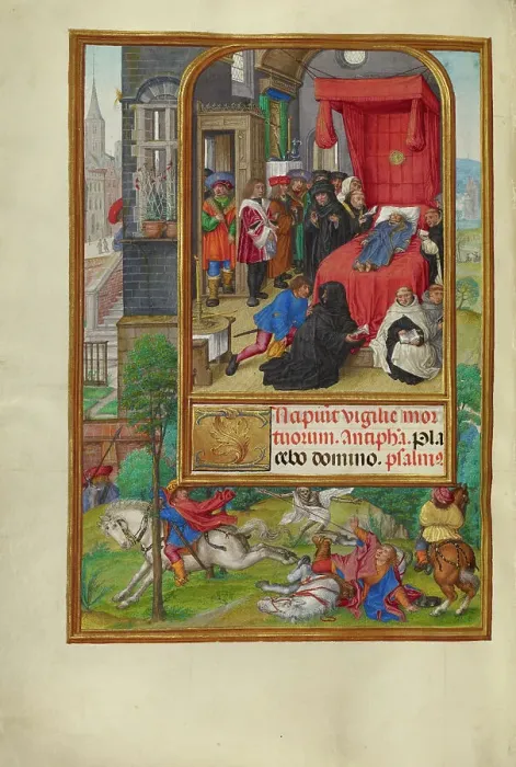 Framed Print : Deathbed Scene; Spinola Hours, about 1510-1520. Creator: Gerard Horenbout Framed Print : Deathbed Scene; Spinola Hours, about 1510-1520. Creator: Gerard Horenbout