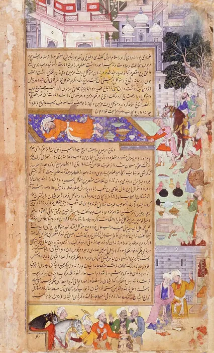 Framed Print : Deaths of Al-Wathiq and Muhammad B. Baiis Jalis (recto), Death of Anbakh (verso)... c1594. Creator: Unknown Framed Print : Deaths of Al-Wathiq and Muhammad B. Baiis Jalis (recto), Death of Anbakh (verso)... c1594. Creator: Unknown