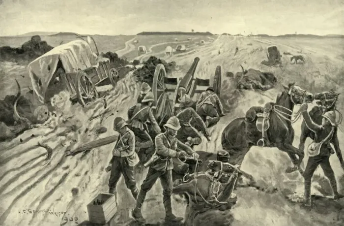 Framed Print : The Debacle: On the Track on a Fleeing Command, 1901. Creator: HC Seppings Wright