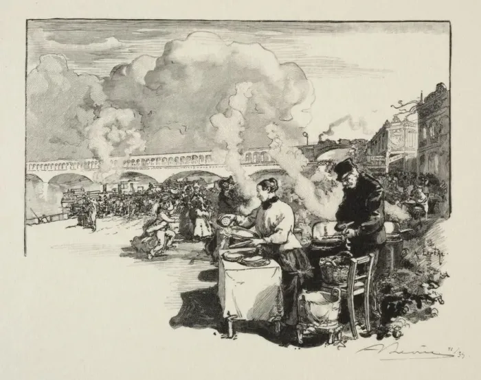 Framed Print : Debarcadere des bateaux-omnibus. Creator: Auguste Louis Lepere (French, 1849-1918) Framed Print : Debarcadere des bateaux-omnibus. Creator: Auguste Louis Lepere (French, 1849-1918)