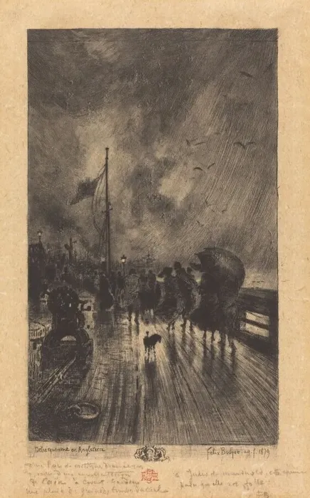 Framed Print : Un Debarquement en Angleterre (Landing in England), 1879 Framed Print : Un Debarquement en Angleterre (Landing in England), 1879