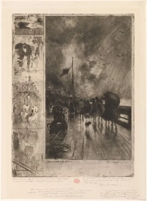 Framed Print : Un Debarquement en Angleterre, (Landing in England) 1879 Framed Print : Un Debarquement en Angleterre, (Landing in England) 1879