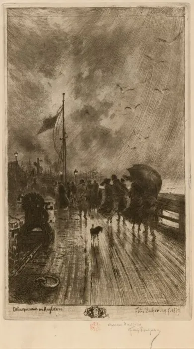 Framed Print : Un Debarquement en Angleterre, (Landing in England) 1879 Framed Print : Un Debarquement en Angleterre, (Landing in England) 1879