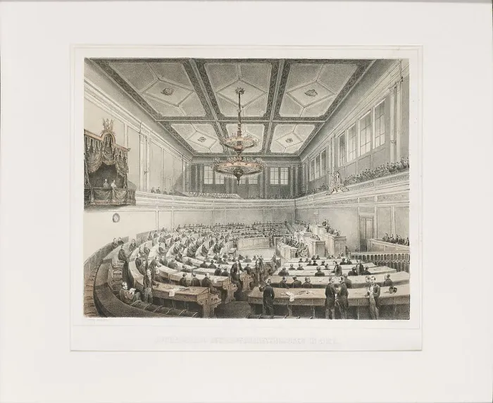 Framed Print : Debating Chamber of the House of Deputies of Austria, Vienna, c1865. Creator: Czerny; Ludwig (1821-1889) Framed Print : Debating Chamber of the House of Deputies of Austria, Vienna, c1865. Creator: Czerny; Ludwig (1821-1889)