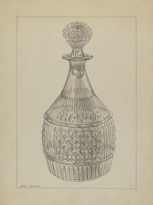 Framed Print : Decanter, c. 1937. Creator: John Dana