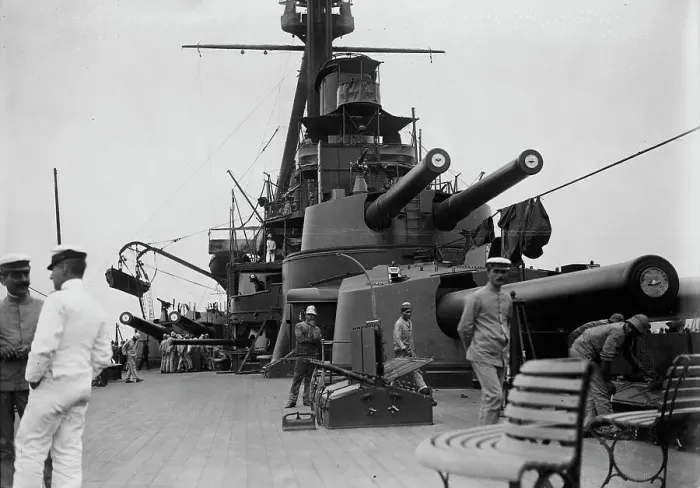 Framed Print : Deck on MINAS GERAES, between c1910 and c1915. Creator: Bain News Service Framed Print : Deck on MINAS GERAES, between c1910 and c1915. Creator: Bain News Service