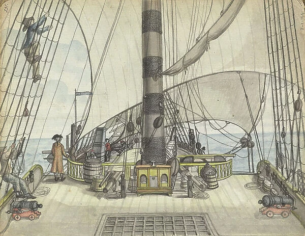 Deck view from a VOC ship to the big mast, 1778-1787. Creator: Jan Brandes