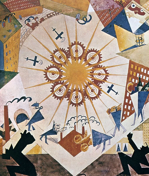 Decor design for Mystery Bouffe, 1919. Artist: Vladimir Mayakovsky