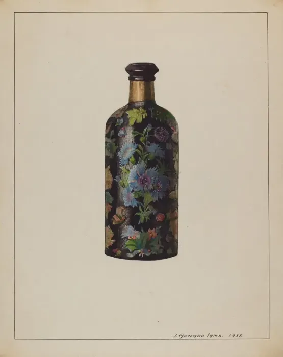 Framed Print : Decorated Bottle, 1937. Creator: J. Howard Iams Framed Print : Decorated Bottle, 1937. Creator: J. Howard Iams