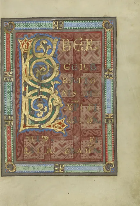 Framed Print : Decorated Incipit Page; Gospel Book, about 1120-1140. Creator: Unknown Framed Print : Decorated Incipit Page; Gospel Book, about 1120-1140. Creator: Unknown