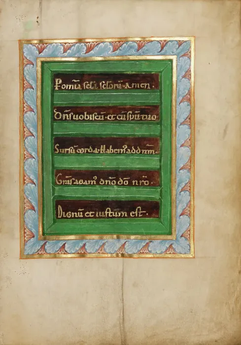 Framed Print : Decorated Incipit Page; Sacramentary, about 1025-1050. Creator: Unknown Framed Print : Decorated Incipit Page; Sacramentary, about 1025-1050. Creator: Unknown